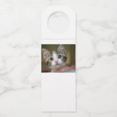 緑色の目をした可愛い子猫 ボトルネックタグ (裏面)