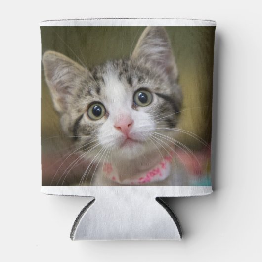 緑色の目をした可愛い子猫 缶クーラー (正面)