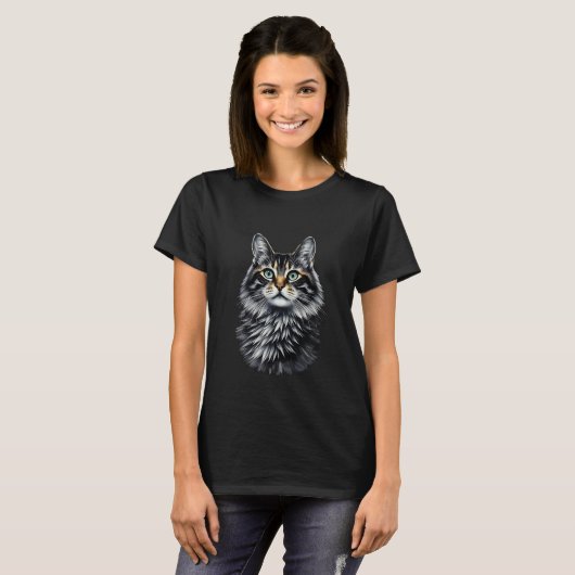 緑色の目をした猫 Tシャツ (正面フル)
