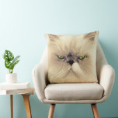 緑色の目をした白いペルシャ猫 クッション (椅子)