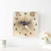 緑色の目をした白いペルシャ猫 スクエア壁時計 (ホーム)