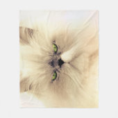 緑色の目をした白いペルシャ猫 フリースブランケット (正面)