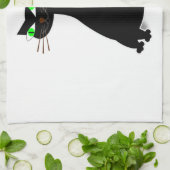 緑色の目をした黒い太った猫 キッチンタオル (折り畳み)