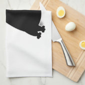 緑色の目をした黒い太った猫 キッチンタオル (四つ折り)