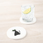 緑色の目をした黒い太った猫 コースター (側面)