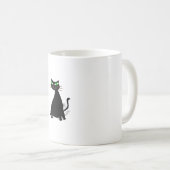 緑色の目をした黒い太った猫 コーヒーマグカップ (正面右)