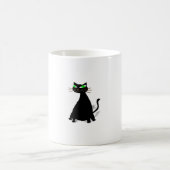 緑色の目をした黒い太った猫 コーヒーマグカップ (中央)