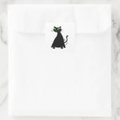 緑色の目をした黒い太った猫 スクエアシール (バッグ)