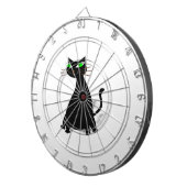 緑色の目をした黒い太った猫 ダーツボード (正面右)
