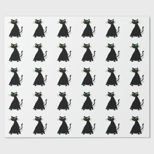 緑色の目をした黒い太った猫 ラッピングペーパー (フラット)