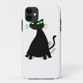 緑色の目をした黒い太った猫 Case-Mate iPhoneケース (裏面)