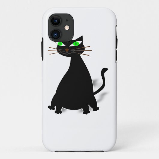 緑色の目をした黒い太った猫 Case-Mate iPhoneケース (裏面)