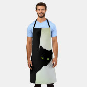 緑色の目をした黒猫 エプロン (着用した状態)