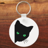 緑色の目をした黒猫 キーホルダー (正面)