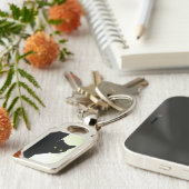 緑色の目をした黒猫 キーホルダー (側面)