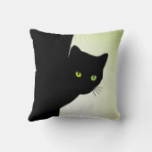 緑色の目をした黒猫 クッション (裏面)