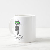 緑色の目をした黒猫 コーヒーマグカップ (正面左)