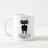 緑色の目をした黒猫 コーヒーマグカップ (左)