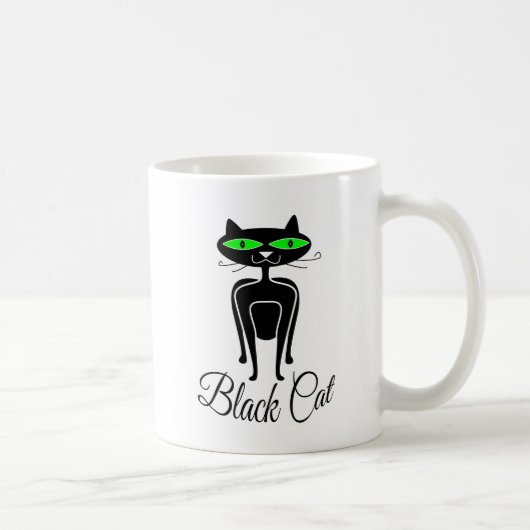 緑色の目をした黒猫 コーヒーマグカップ (右)