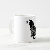 緑色の目をした黒猫 コーヒーマグカップ (正面左)