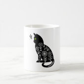 緑色の目をした黒猫 コーヒーマグカップ (中央)