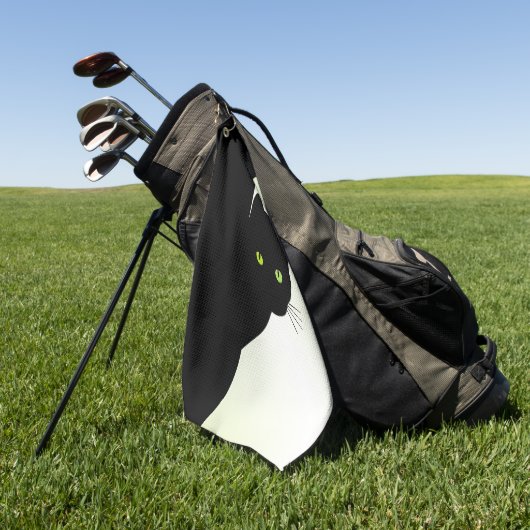 緑色の目をした黒猫 ゴルフタオル (グリーン)