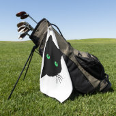 緑色の目をした黒猫 ゴルフタオル (グリーン)