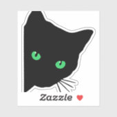 緑色の目をした黒猫 シール (シート)