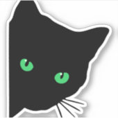 緑色の目をした黒猫 シール (正面)
