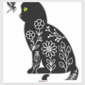 緑色の目をした黒猫 シール (シート)