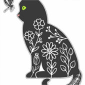 緑色の目をした黒猫 シール (正面)