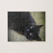 緑色の目をした黒猫 ジグソーパズル (横)