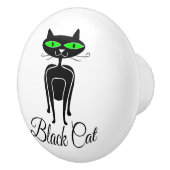 緑色の目をした黒猫 セラミックノブ (右)