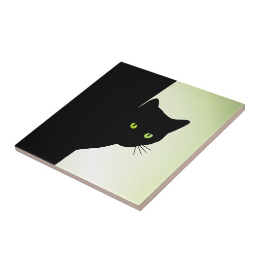 緑色の目をした黒猫 タイル (側面)