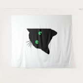 緑色の目をした黒猫 タペストリー (正面(横))