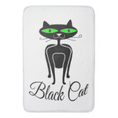 緑色の目をした黒猫 バスマット (正面縦)