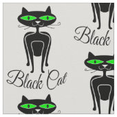 緑色の目をした黒猫 ファブリック (クローズアップ)