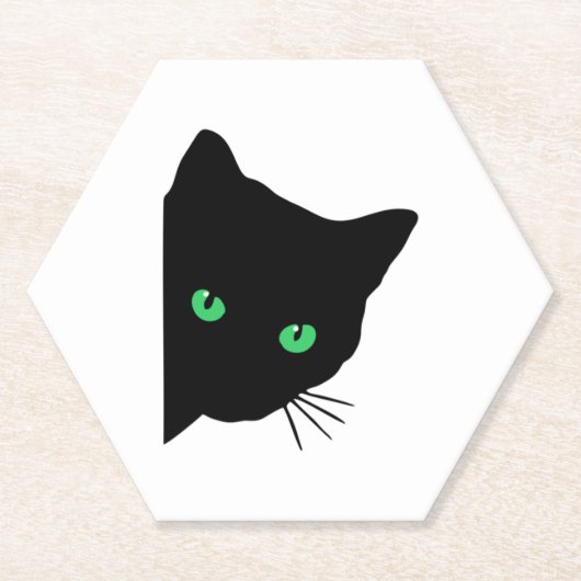 緑色の目をした黒猫 ペーパーコースター (正面)