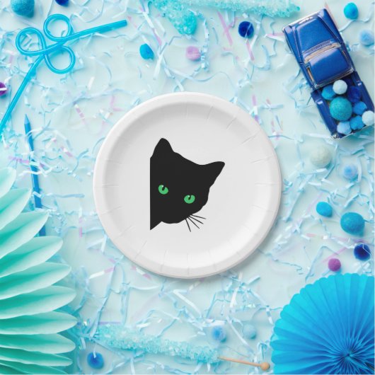 緑色の目をした黒猫 ペーパープレート (パーティー)
