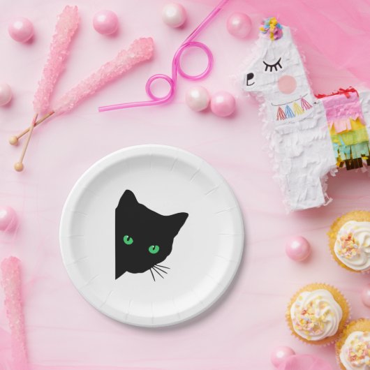 緑色の目をした黒猫 ペーパープレート (パーティー)
