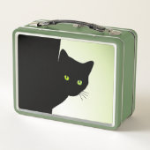 緑色の目をした黒猫 メタルランチボックス (裏面)