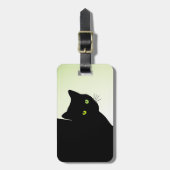 緑色の目をした黒猫 ラゲッジタグ (正面縦)