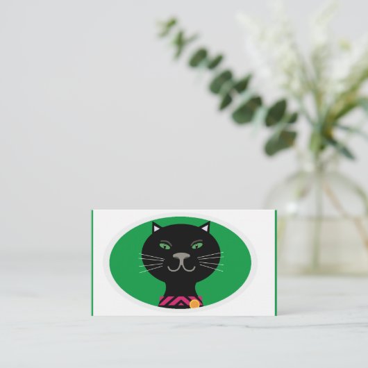 緑色の目をした黒猫 名刺 (スタンド正面)