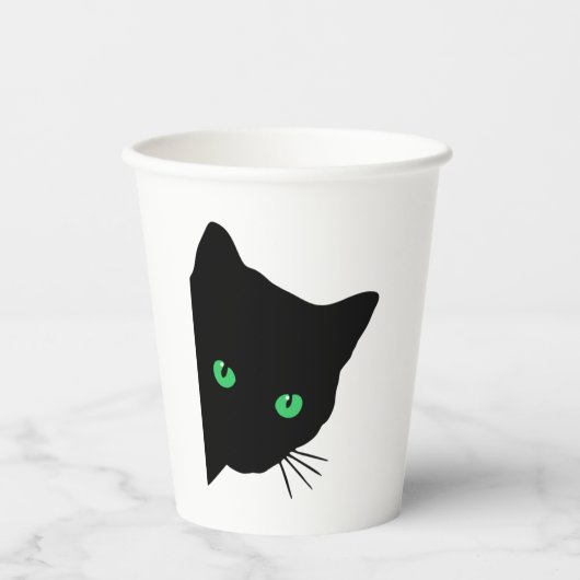 緑色の目をした黒猫 紙コップ (正面)