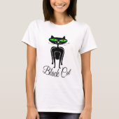 緑色の目をした黒猫 Tシャツ (正面)