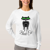 緑色の目をした黒猫 Tシャツ (正面)