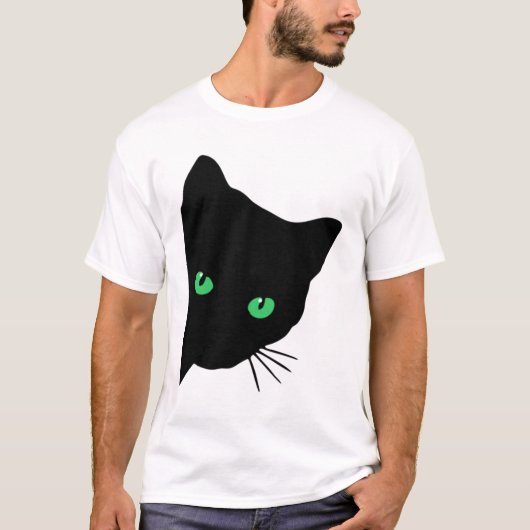 緑色の目をした黒猫 Tシャツ (正面)