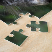 緑色の目を持つ灰色の茶色の白い猫 ジグソーパズル (側面)