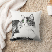 緑色の目を様式化した手を持つゴージャスな絵を描猫 クッション (ブランケット)