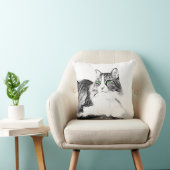 緑色の目を様式化した手を持つゴージャスな絵を描猫 クッション (椅子)